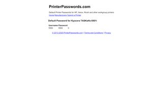 
                            3. Default Password for Kyocera TASKalfa-5501i