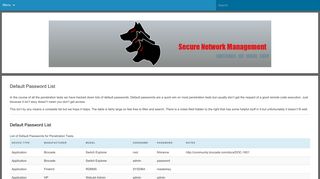 
                            3. Default Password List | Secure Network Management
