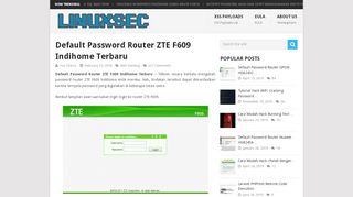 
                            8. Default Password Router ZTE F609 Indihome Terbaru