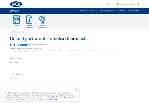 
                            6. Default passwords for network products | LaCie Support ASEAN