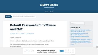 
                            9. Default Passwords for VMware and EMC | Ginka's World