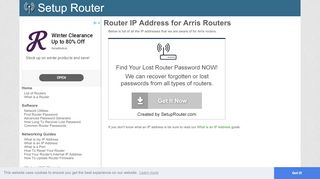 
                            13. Default router IP addresses for Arris routers. - SetupRouter