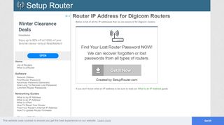 
                            1. Default router IP addresses for Digicom routers. - SetupRouter