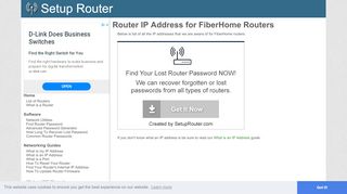 
                            7. Default router IP addresses for FiberHome routers. - SetupRouter