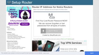 
                            8. Default router IP addresses for Nokia routers. - SetupRouter