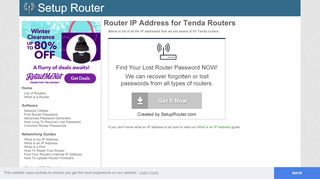 
                            10. Default router IP addresses for Tenda routers. - SetupRouter