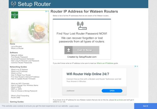 
                            10. Default router IP addresses for Wateen routers. - SetupRouter