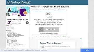 
                            8. Default router IP addresses for Zhone routers. - SetupRouter