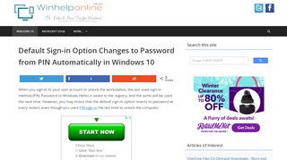 
                            8. Default Sign-in Option Changes to Password from PIN ...