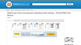 
                            4. Default User Name And Password; Adjusting Printer Settings - Olivetti ...