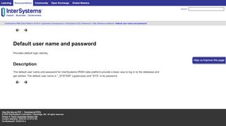 
                            3. Default user name and password - InterSystems SQL Reference ...