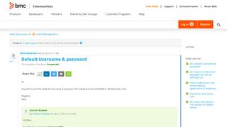 
                            2. Default Username & password | BMC Communities