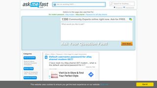 
                            6. Default Username password for Afaq shamel modem 007?  ...