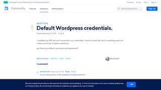
                            9. Default Wordpress credentials. | DigitalOcean