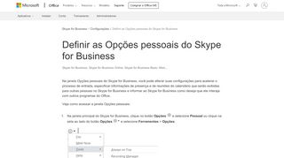 
                            10. Definir as Opções pessoais do Skype for Business - Skype for Business