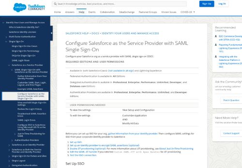 
                            6. Definir configurações de SAML para login único - Salesforce Help