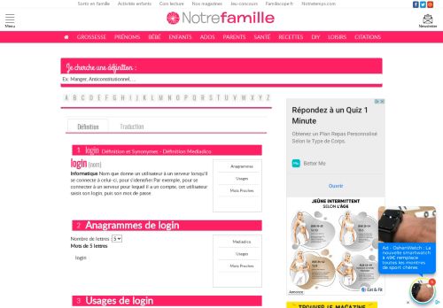 
                            4. Définition de login - Dictionnaire - NotreFamille.com