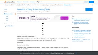
                            13. Definition of Daily Active Users (DAU) - Stack Overflow