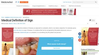 
                            1. Definition of Sign - MedicineNet