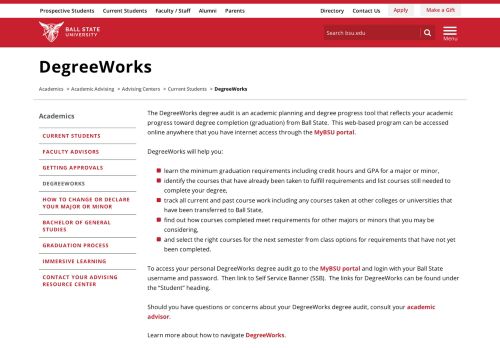 
                            2. DegreeWorks | Ball State University