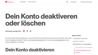 
                            12. Dein Konto deaktiveren oder löschen | Pinterest help