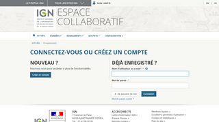 
                            5. Déjà enregistré - Espace Collaboratif IGN