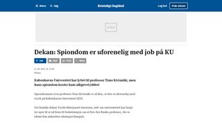 
                            13. Dekan: Spiondom er uforenelig med job på KU - Kristeligt Dagblad