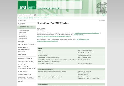 
                            10. Dekanat der Medizinischen Fakultät der LMU München - Medizinische ...
