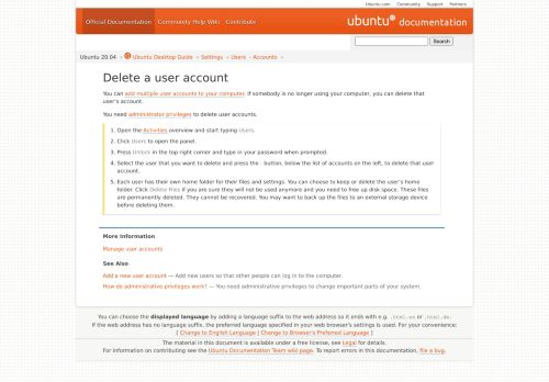 
                            12. Delete a user account - Ubuntu Documentation