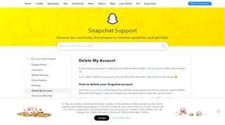 
                            2. Delete My Account - Snapchat Support