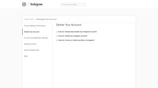 
                            3. Delete Your Account | Instagram Help Center