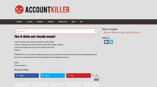 
                            5. Delete your Avocado account | accountkiller.com