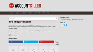 
                            11. Delete your CNET account | accountkiller.com