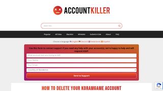 
                            6. Delete your Koramgame account | accountkiller.com