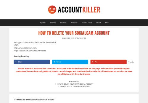 
                            6. Delete your SocialCam account | accountkiller.com