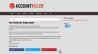 
                            6. Delete your Taringa account | accountkiller.com