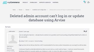 
                            11. Deleted admin account can't log in or update database using Arvixe ...