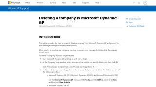 
                            8. Deleting a company in Microsoft Dynamics GP - Microsoft Support