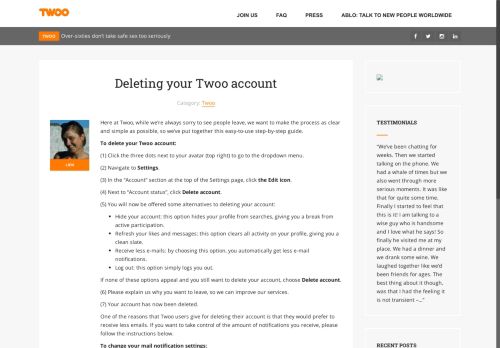 
                            3. Deleting your Twoo account | Twoo Blog