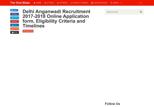 
                            7. Delhi Anganwadi Recruitment 2017-2018 Online Application form ...