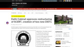 
                            12. Delhi Cabinet approves restructuring of SCERT, creation of two new ...