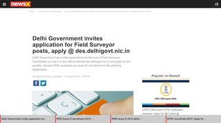 
                            9. Delhi Government invites application for Field Surveyor posts, apply ...