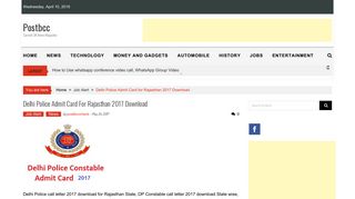 
                            8. Delhi Police Admit Card for Rajasthan 2017 Download - Postbcc