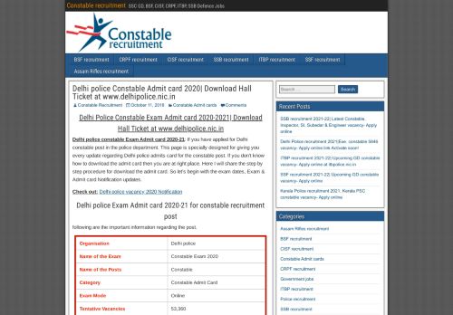 
                            7. Delhi police Constable Exam Admit card 2019| Download your Hall ...