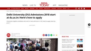 
                            13. Delhi University (DU) Admissions 2018 start at du.ac.in: Here's how ...