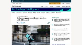 
                            8. Deliveroo makes staff shareholders with £10m pot - The Telegraph
