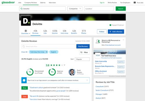 
                            10. Deloitte Reviews | Glassdoor.co.in