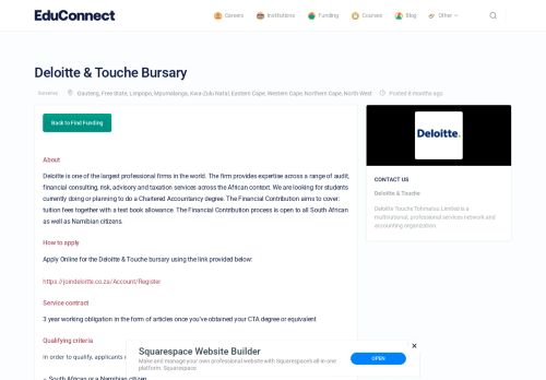 
                            5. Deloitte & Touche Bursary | EduConnect | ONLINE