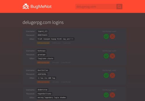 
                            2. delugerpg.com passwords - BugMeNot