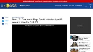 
                            13. Dem. TJ Cox leads Rep. David Valadao by 438 votes in race for Dist ...